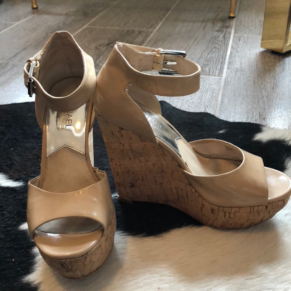 Michael Kors Tan and Cork Wedges